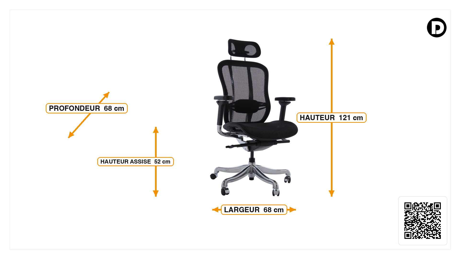 Dimensions de Chaise de bureau Aaron mesh netweave