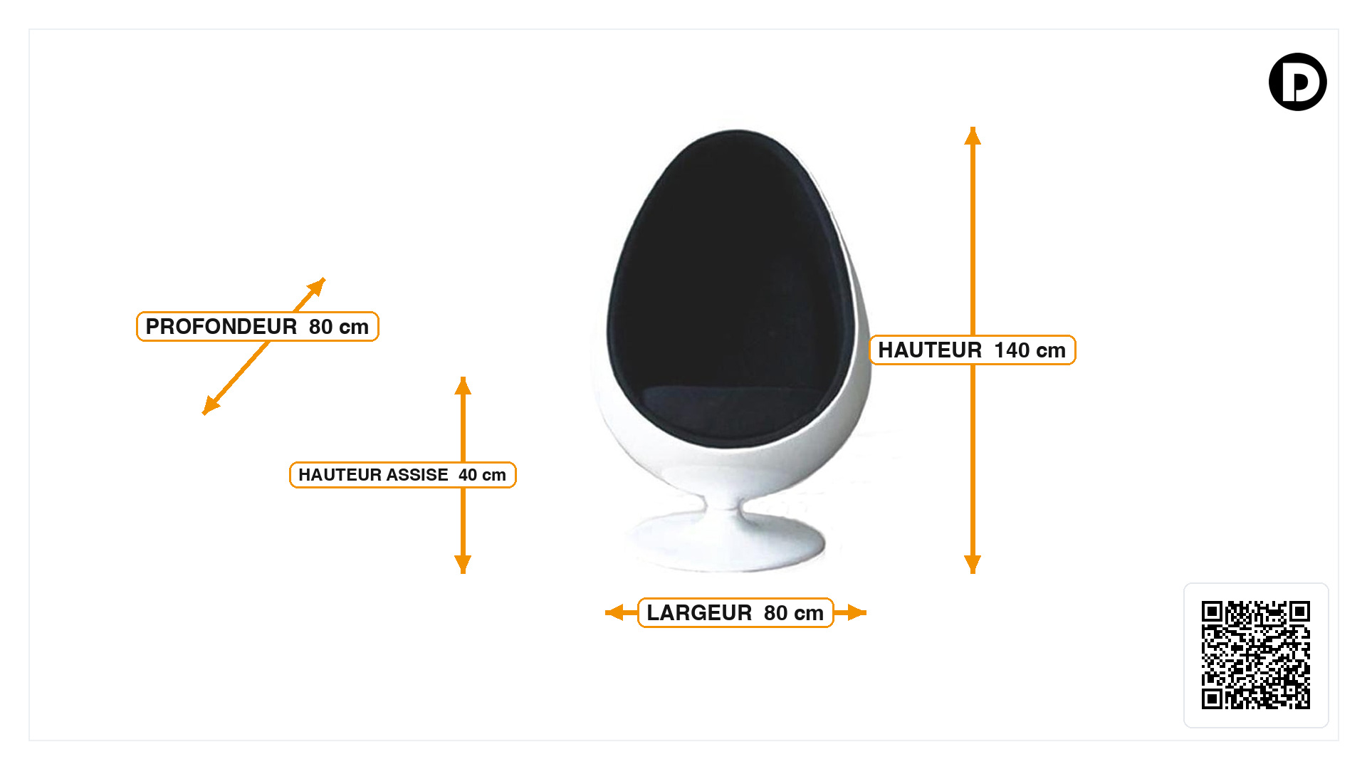 Dimensions de Fauteuil Egg pod chair