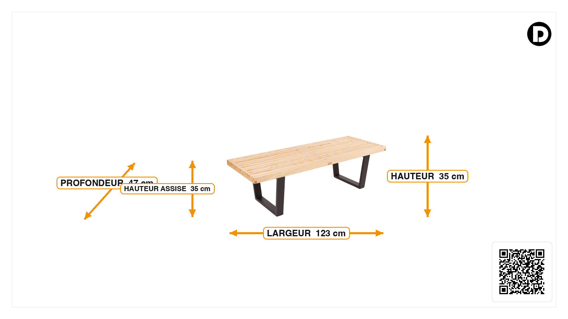 Dimensions de Banque Nelson Bench