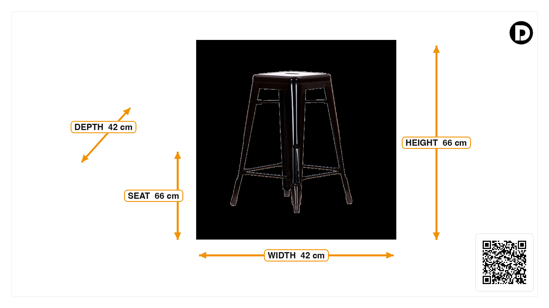 Product dimensions for Barstool Tolix style barstool 66cm