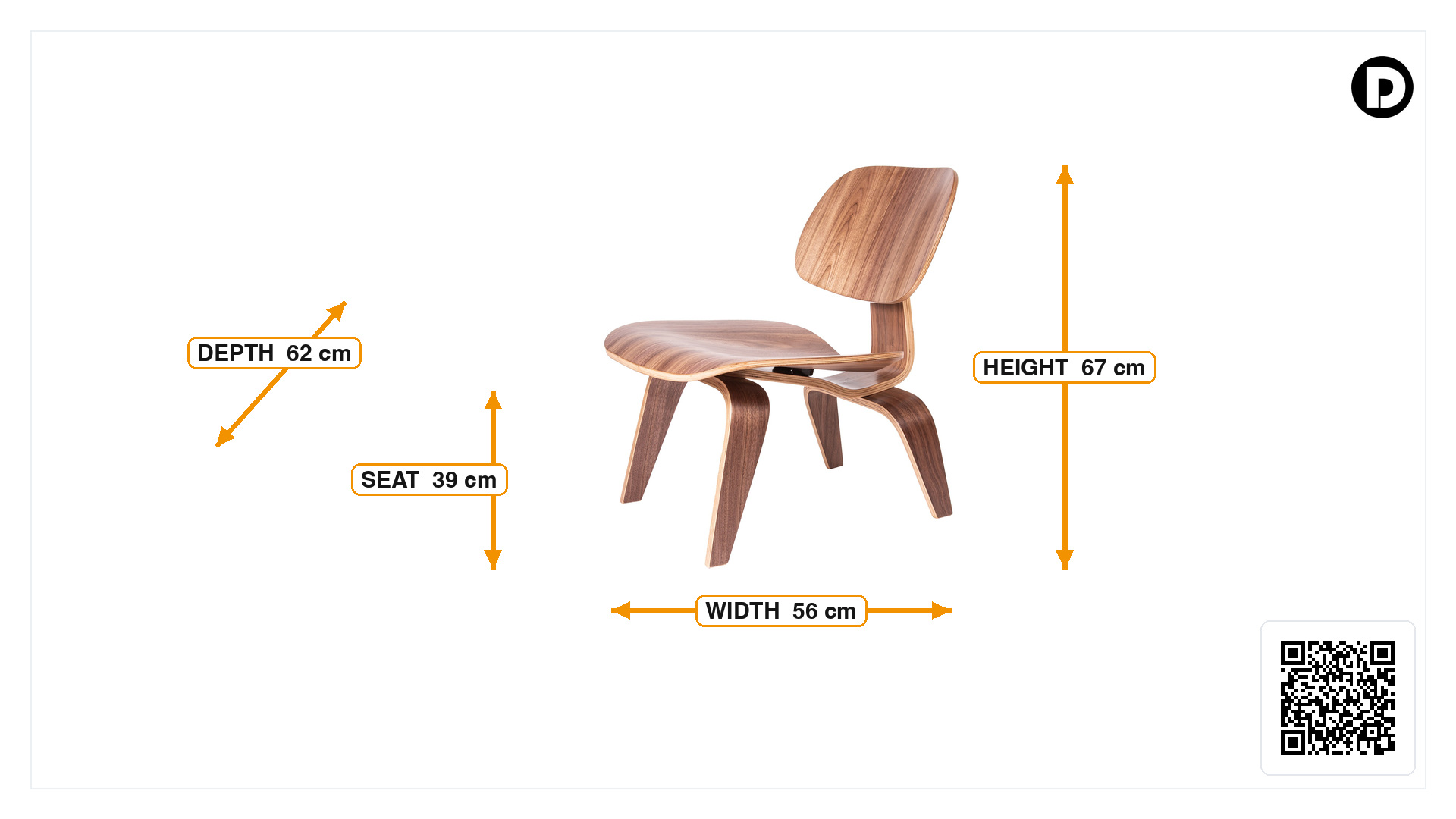 Product dimensions for Lounge chair LCW