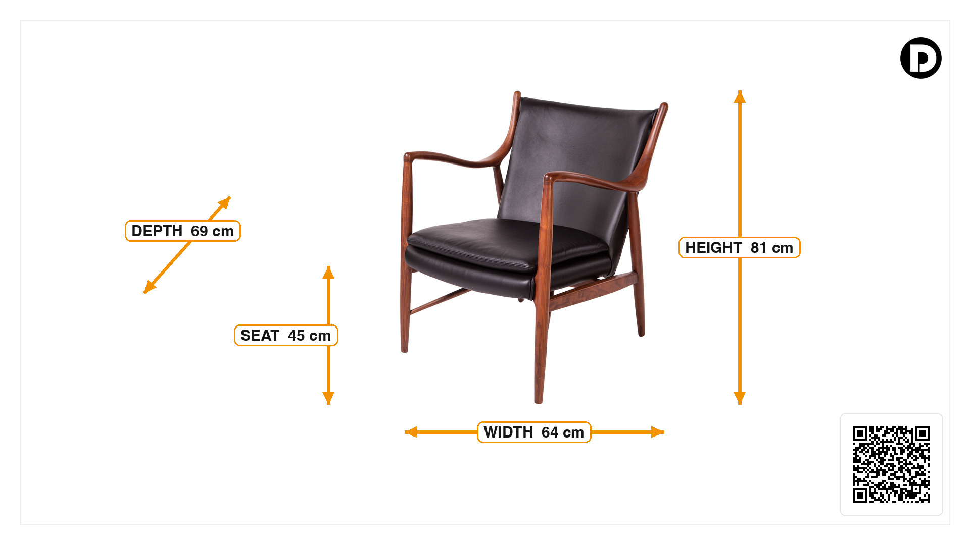 Product dimensions for Lounge chair 45 chair