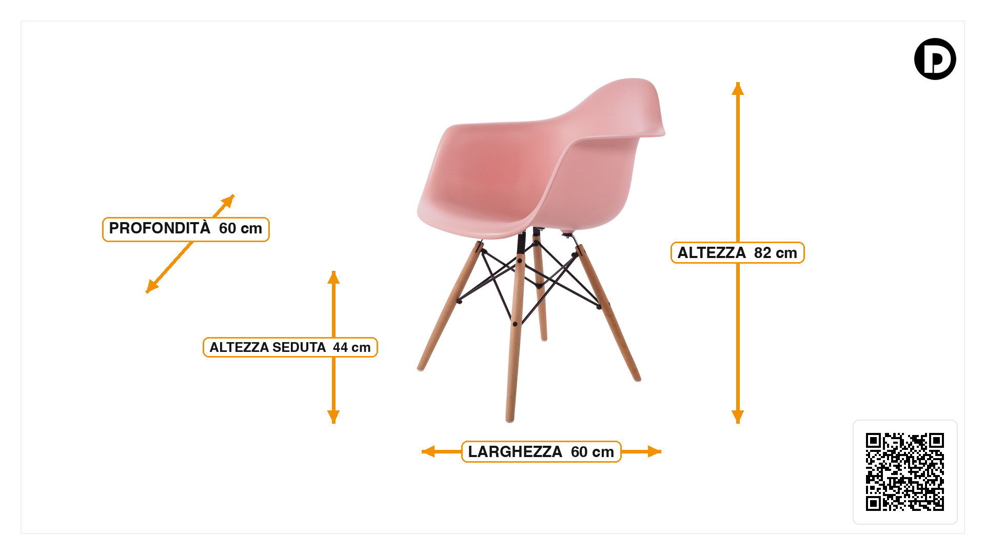 Dimensioni di Sedia da pranzo DAW Opaco