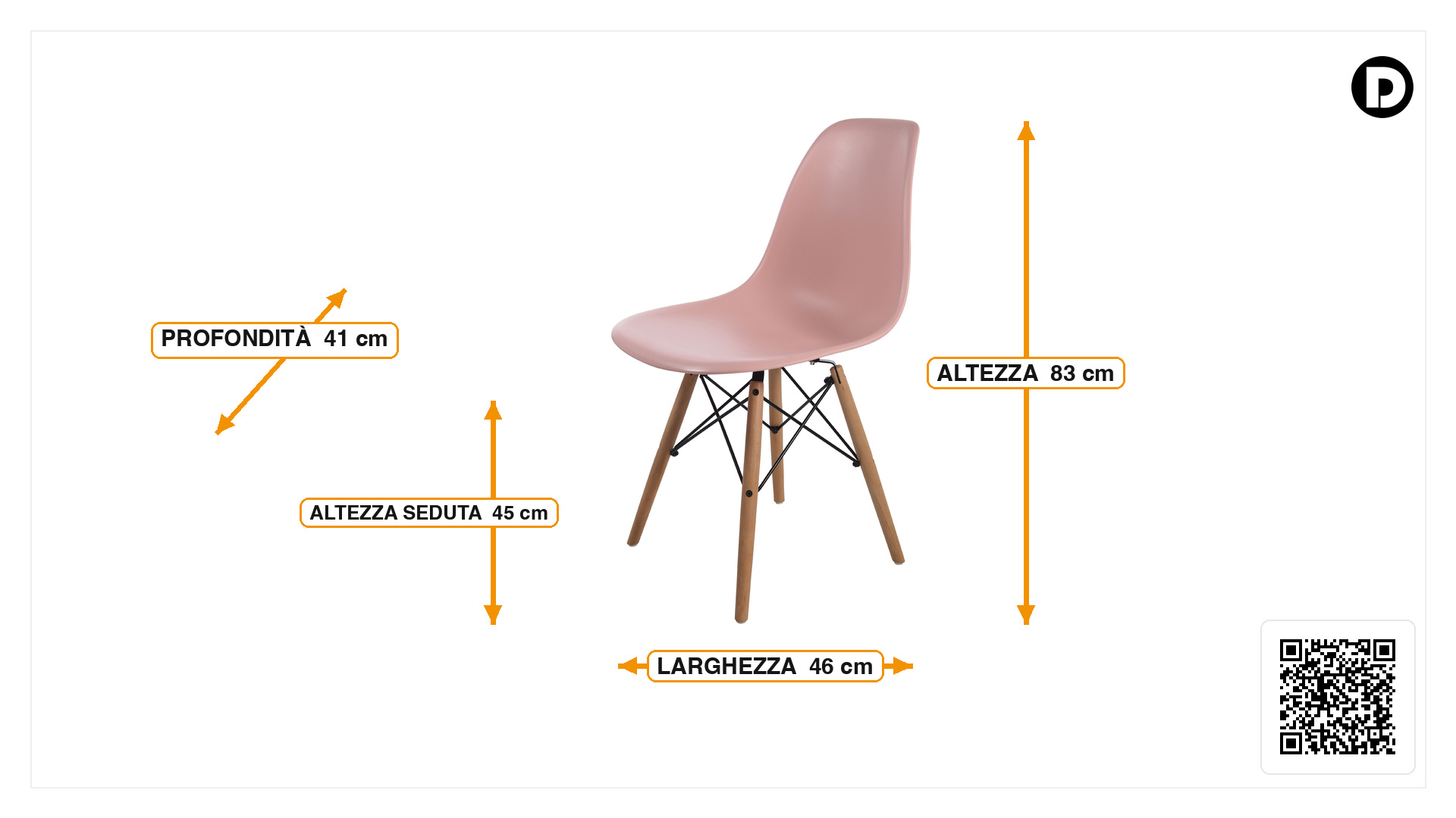 Dimensioni di Sedia da pranzo DSW Opaco