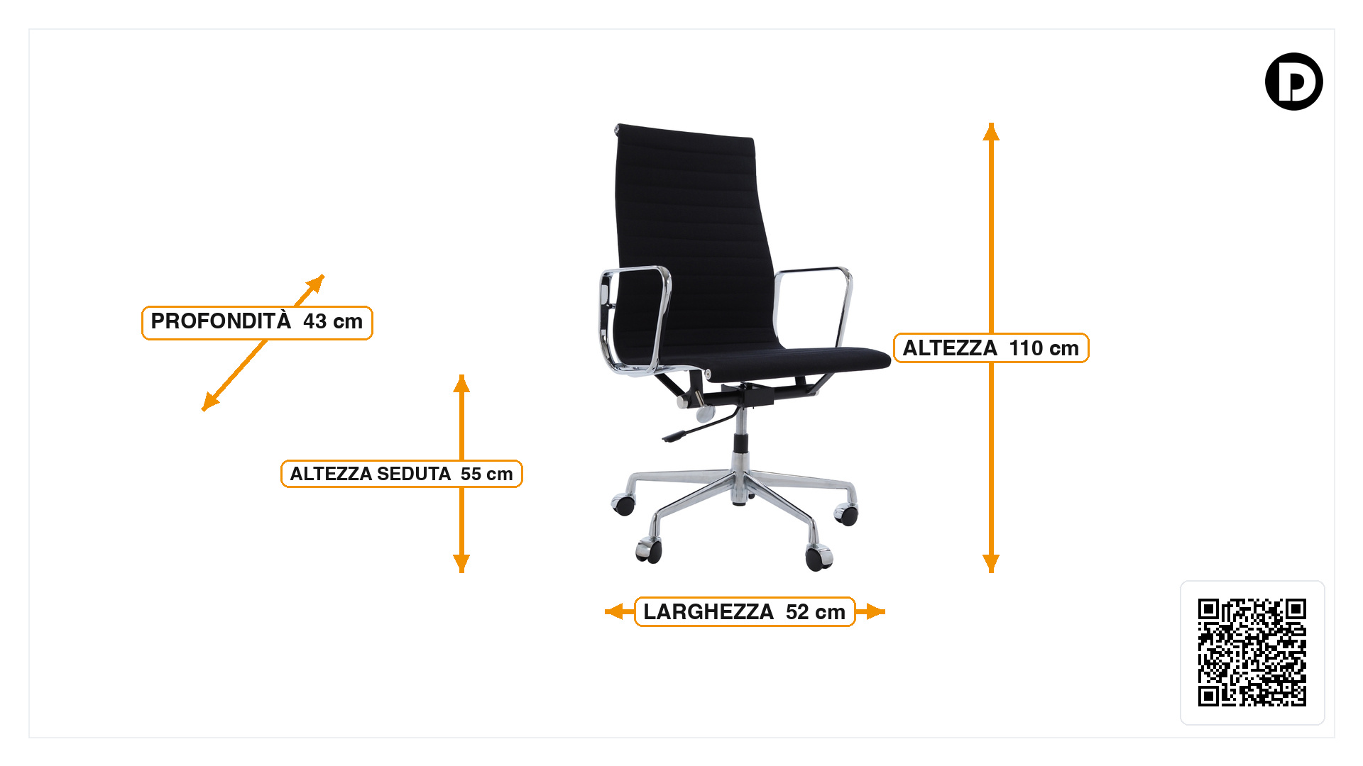 Dimensioni di Sedia da ufficio EA119 hopsack