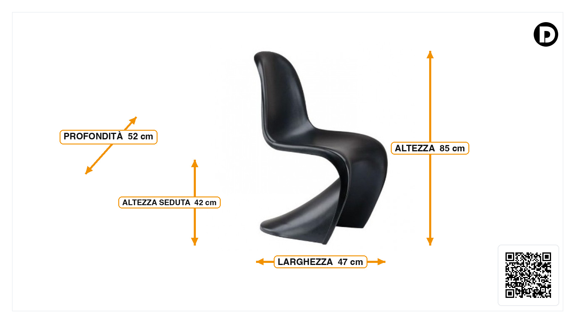Dimensioni di Sedia da pranzo sedia Panton Opaco