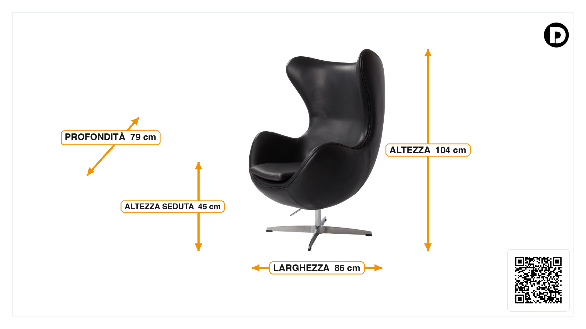Dimensioni di Poltrona Egg chair pelle