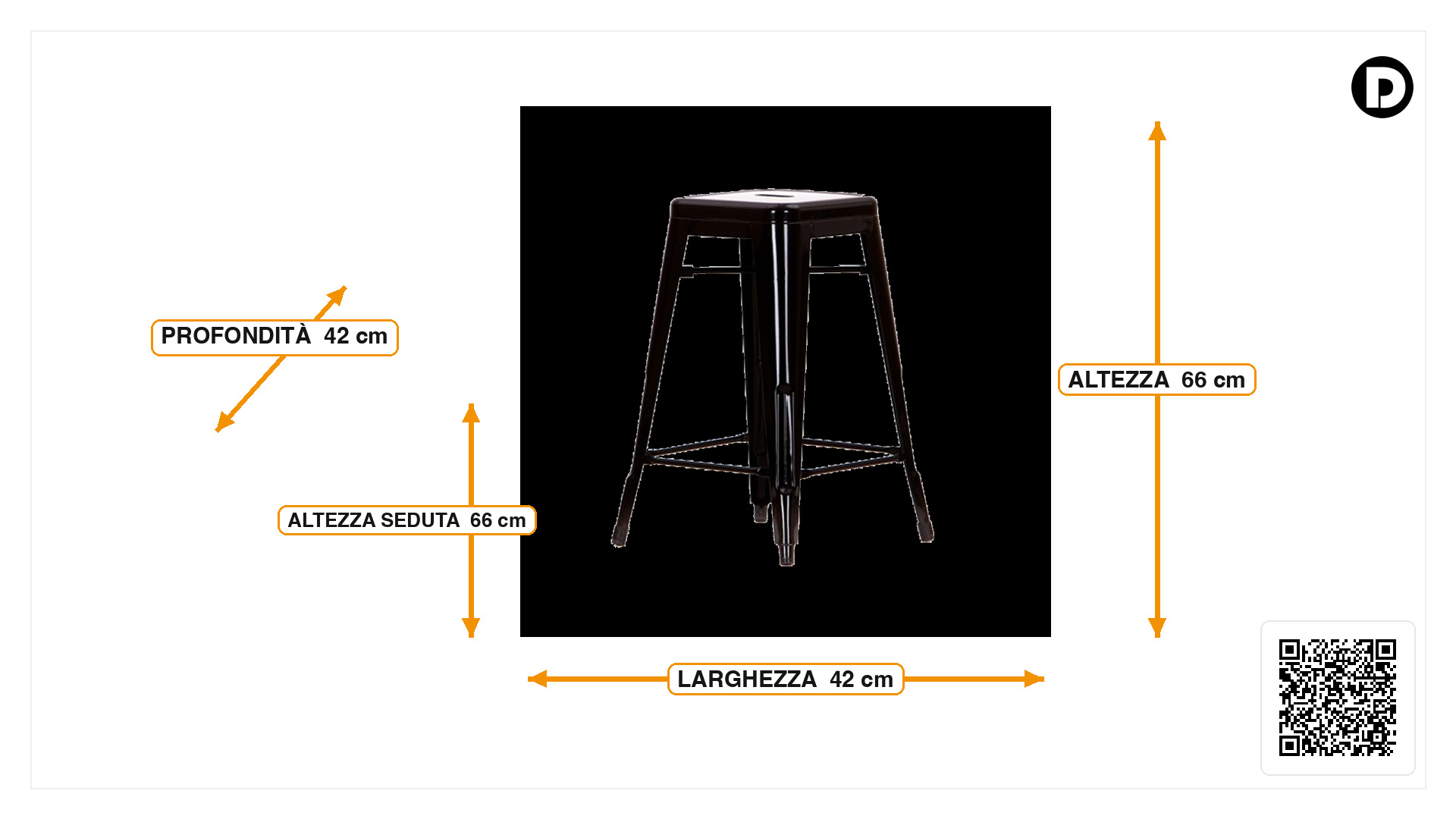 Dimensioni di Seggiola da bar Tolix style barstool 66cm