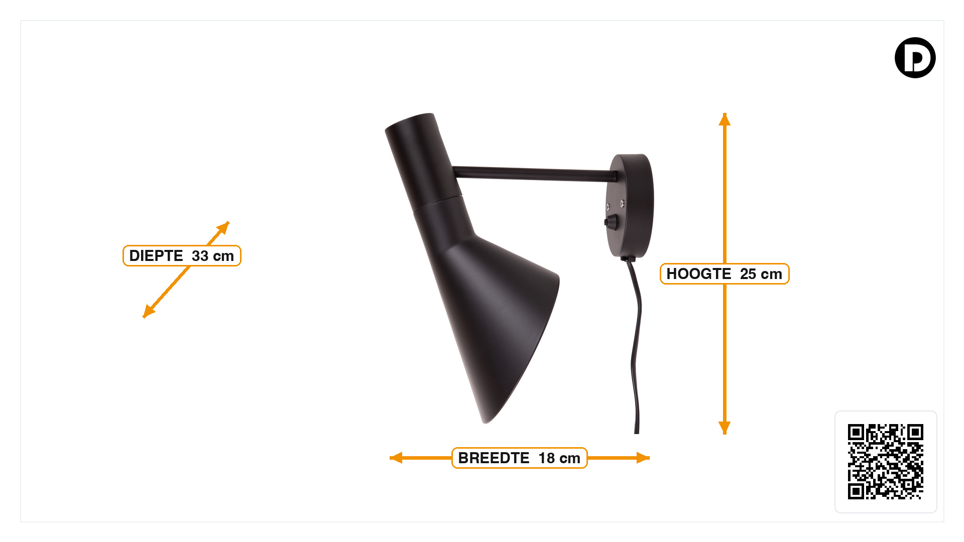 Afmetingen van Wandlamp AJ Lamp