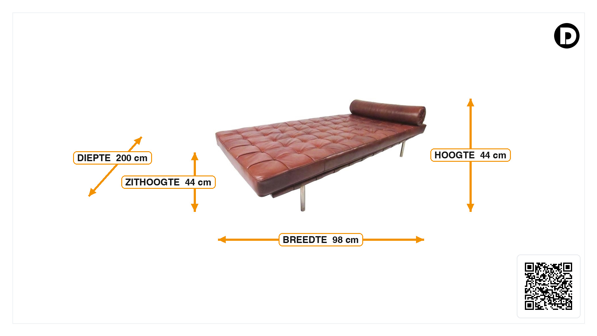 Afmetingen van Daybed Barcelona Pavillion