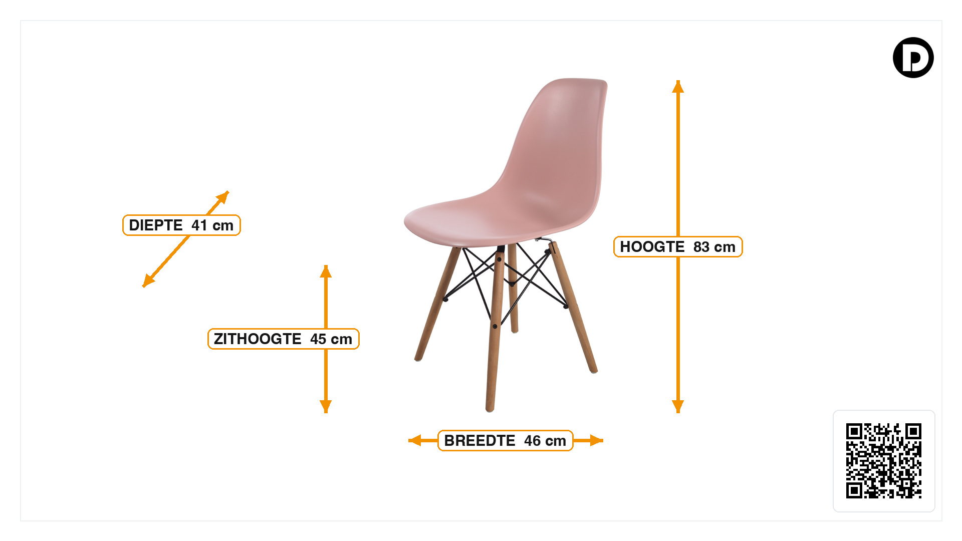 Afmetingen van Eetkamerstoel DSW mat