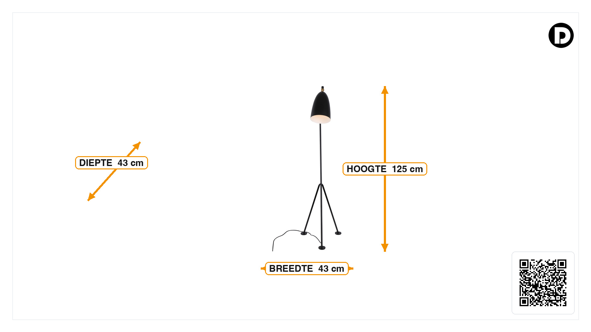 Afmetingen van Vloerlamp Gräshoppa