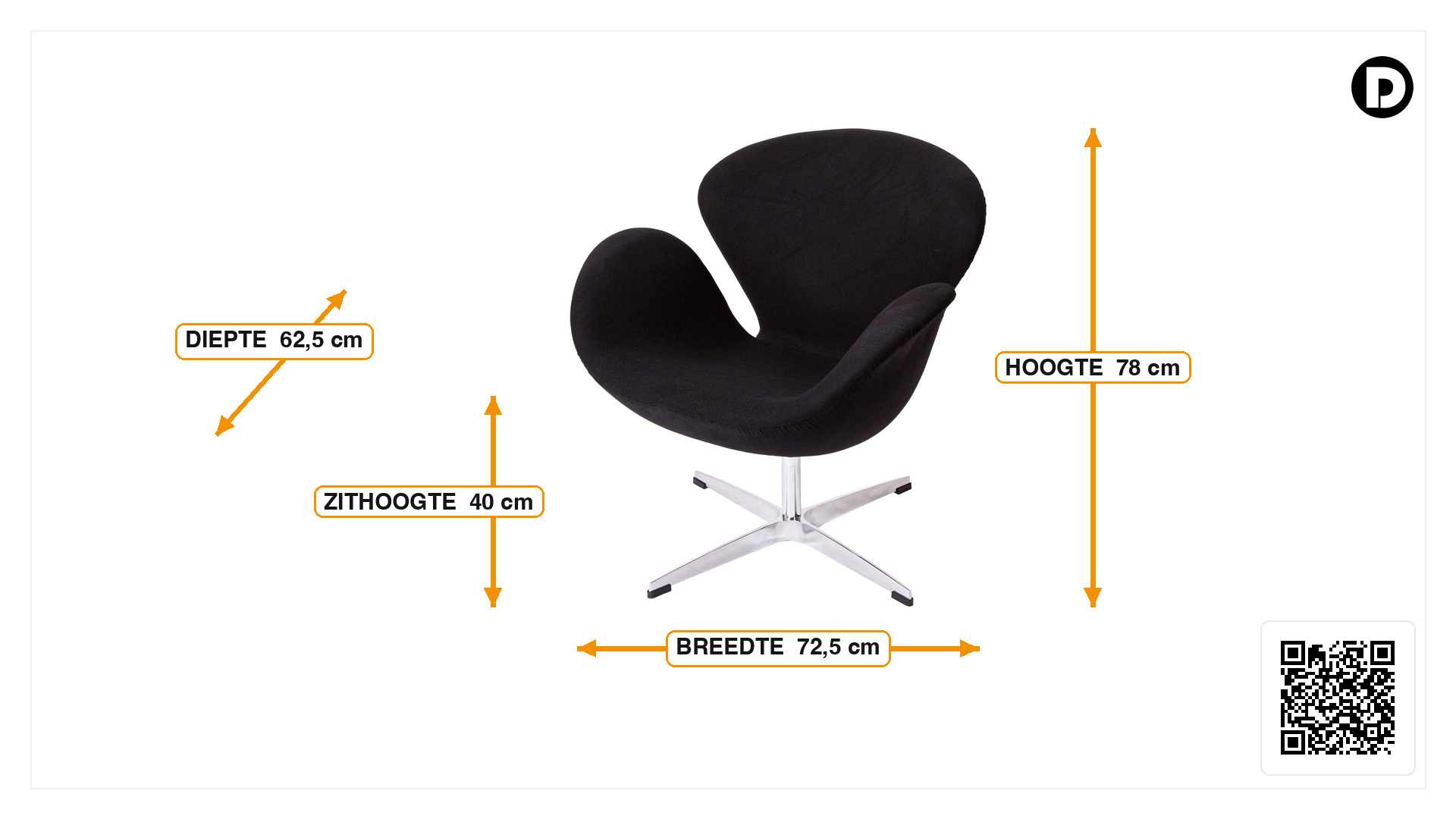 Afmetingen van Lounge stoel Swan