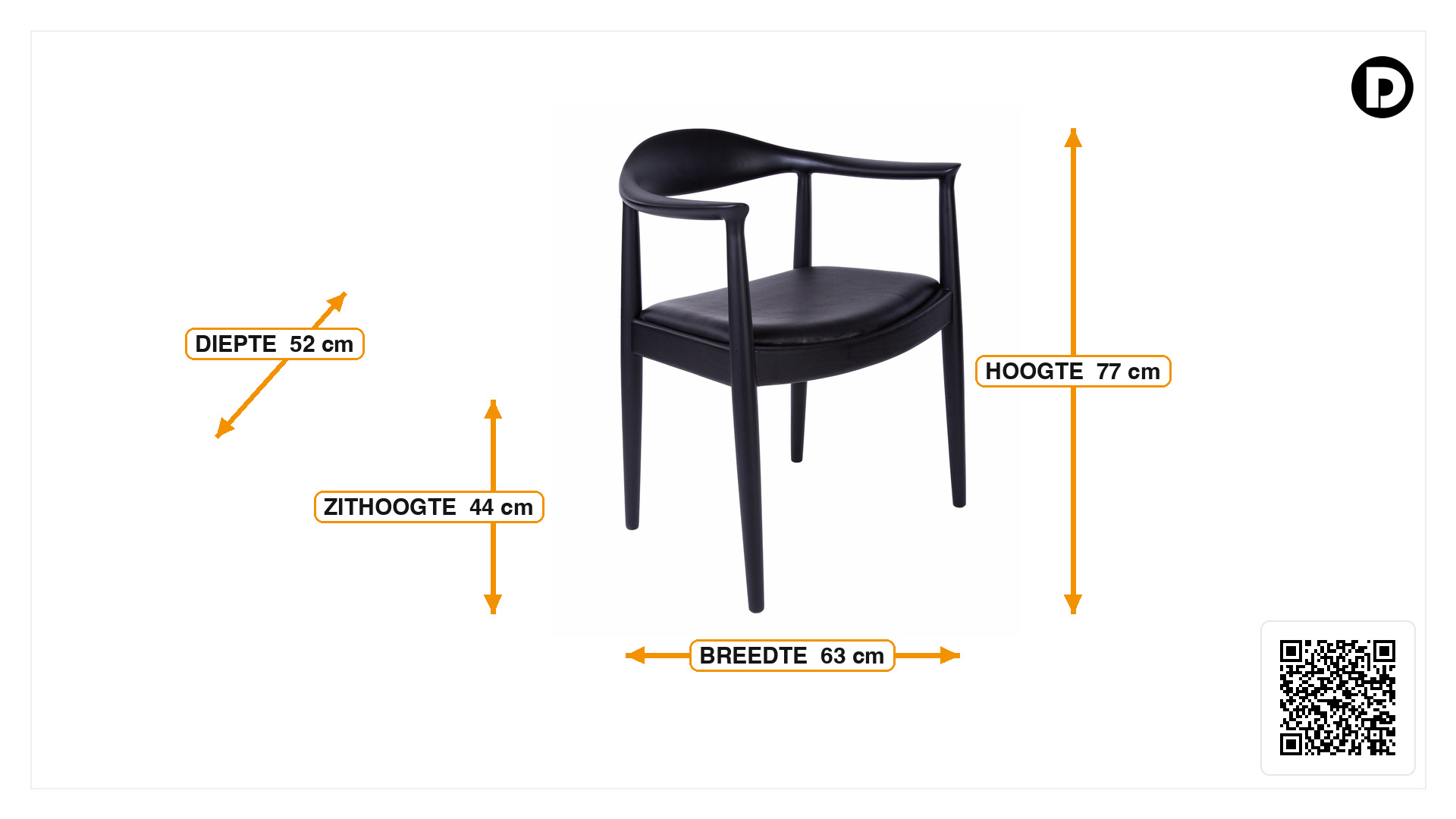 Afmetingen van Eetkamerstoel kennedy chair Leder