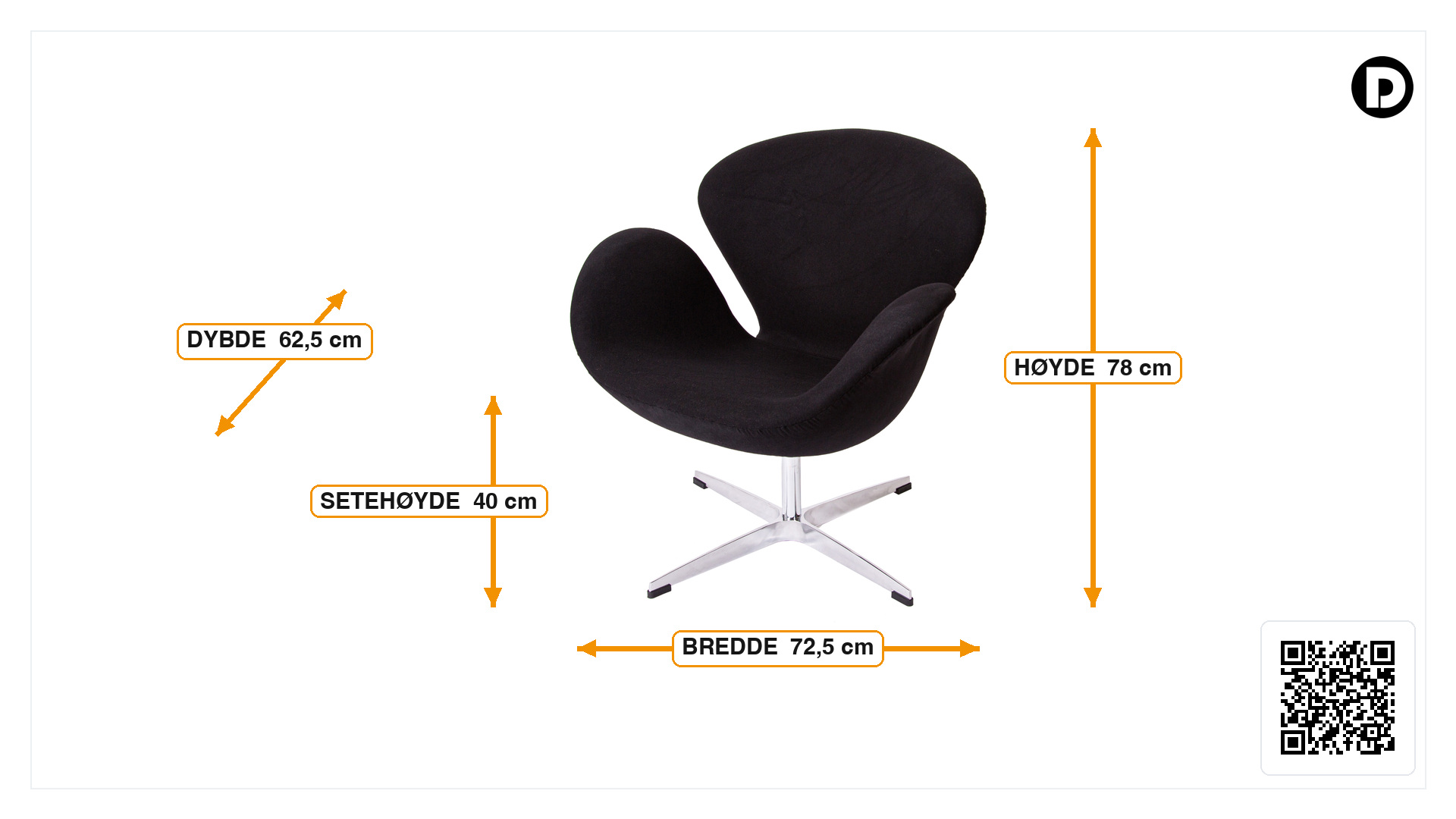 Mål for Lounge stol Swan