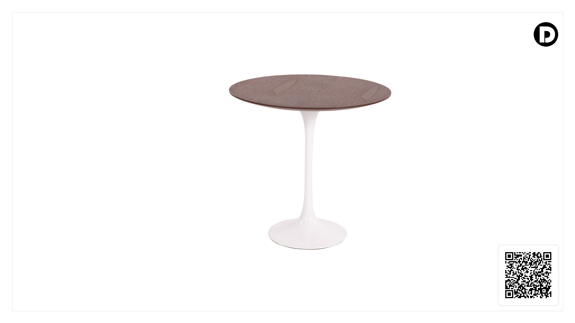 Wymiary produktu Stół boczny Tulip Side table 50cm Top orzech Podstawa biały