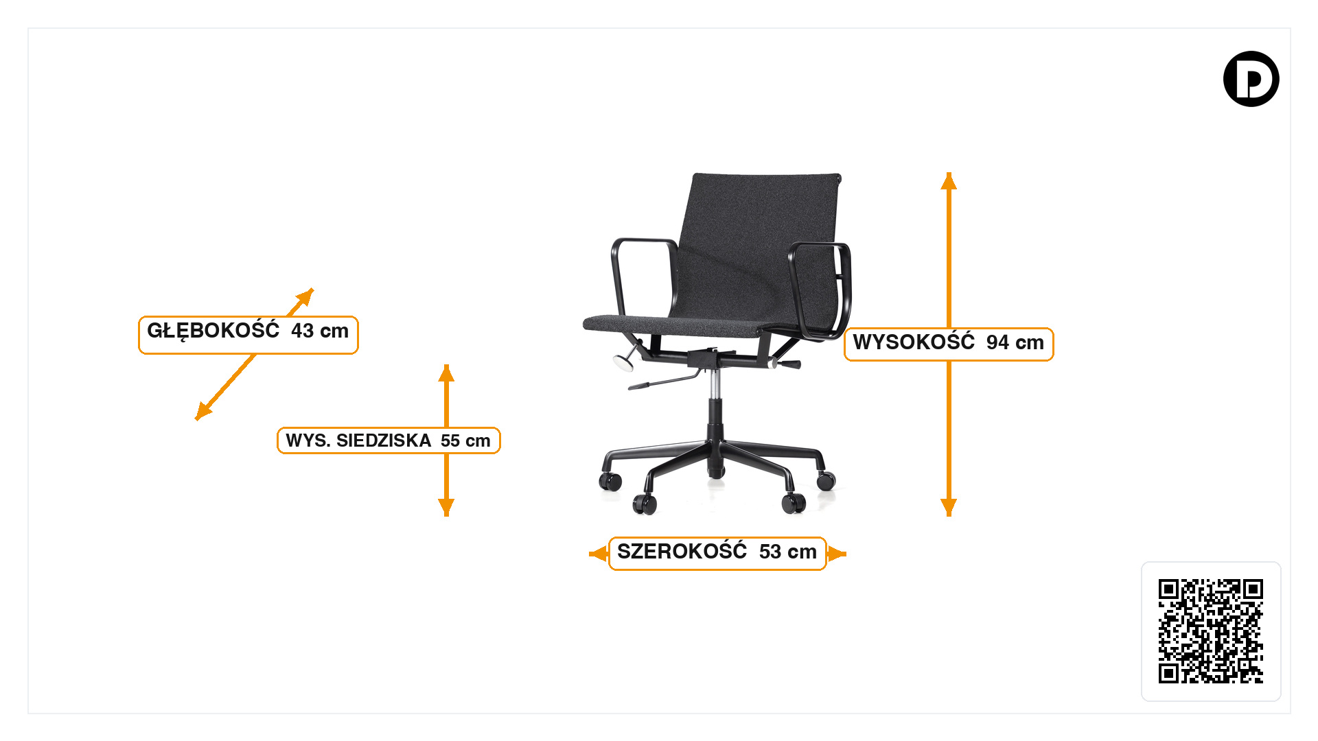 Wymiary produktu Krzesło biurowe EA117 Fabric Mesh black base