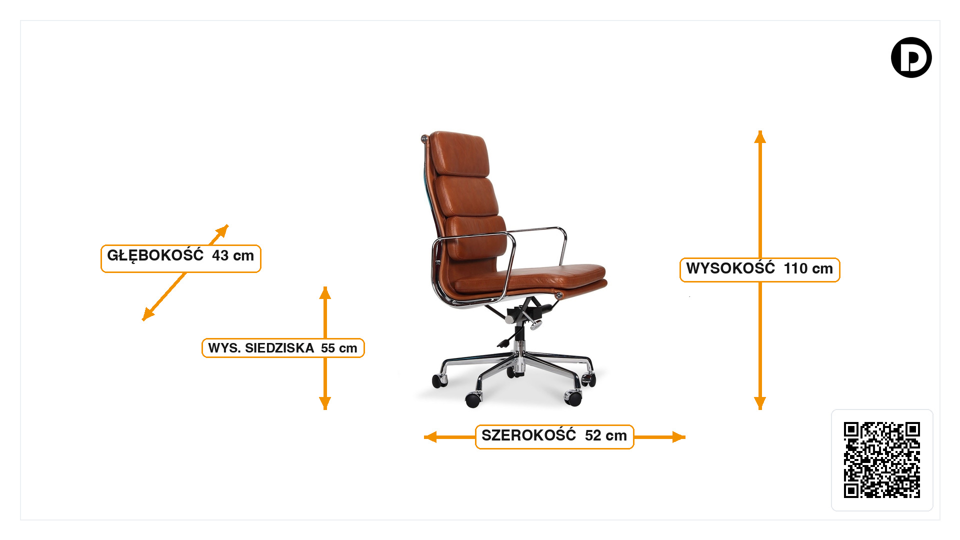 Wymiary produktu Krzesło wykonawczy EA219 Skóra
