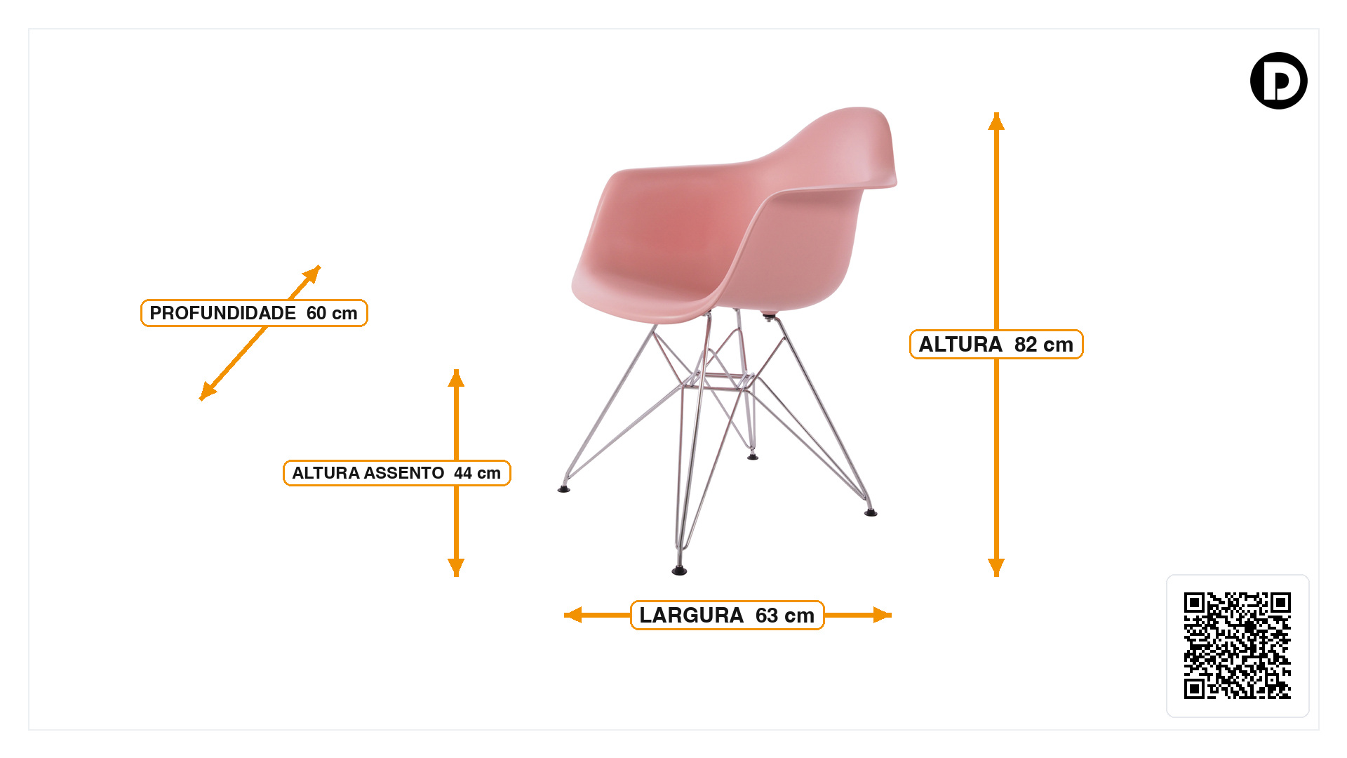 Dimensões de Cadeira de jantar DAR fosco