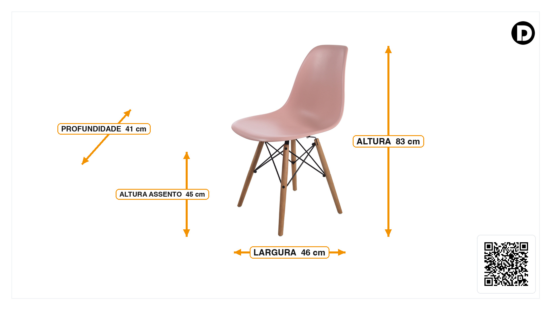 Dimensões de Cadeira de jantar DSW fosco