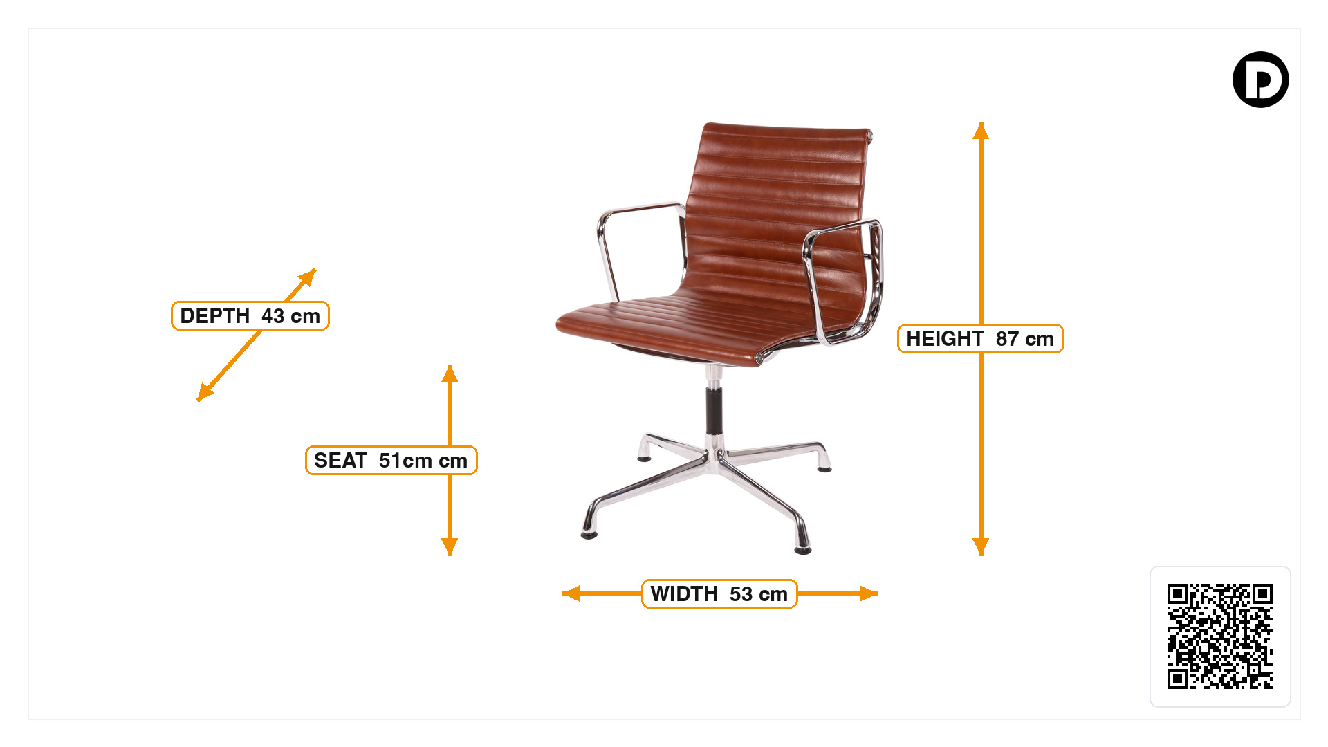 Product dimensions for Conference chair EA108 Leather