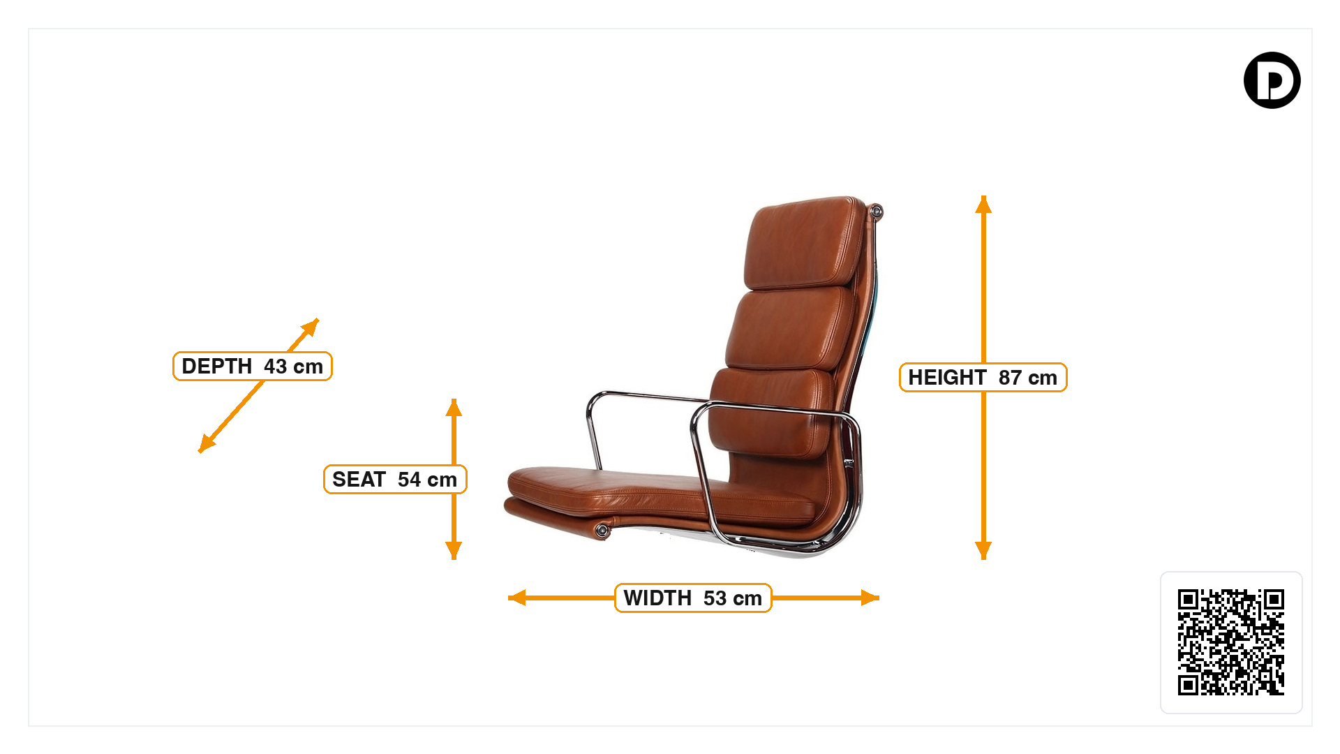 Product dimensions for Conference chair EA208 High back
