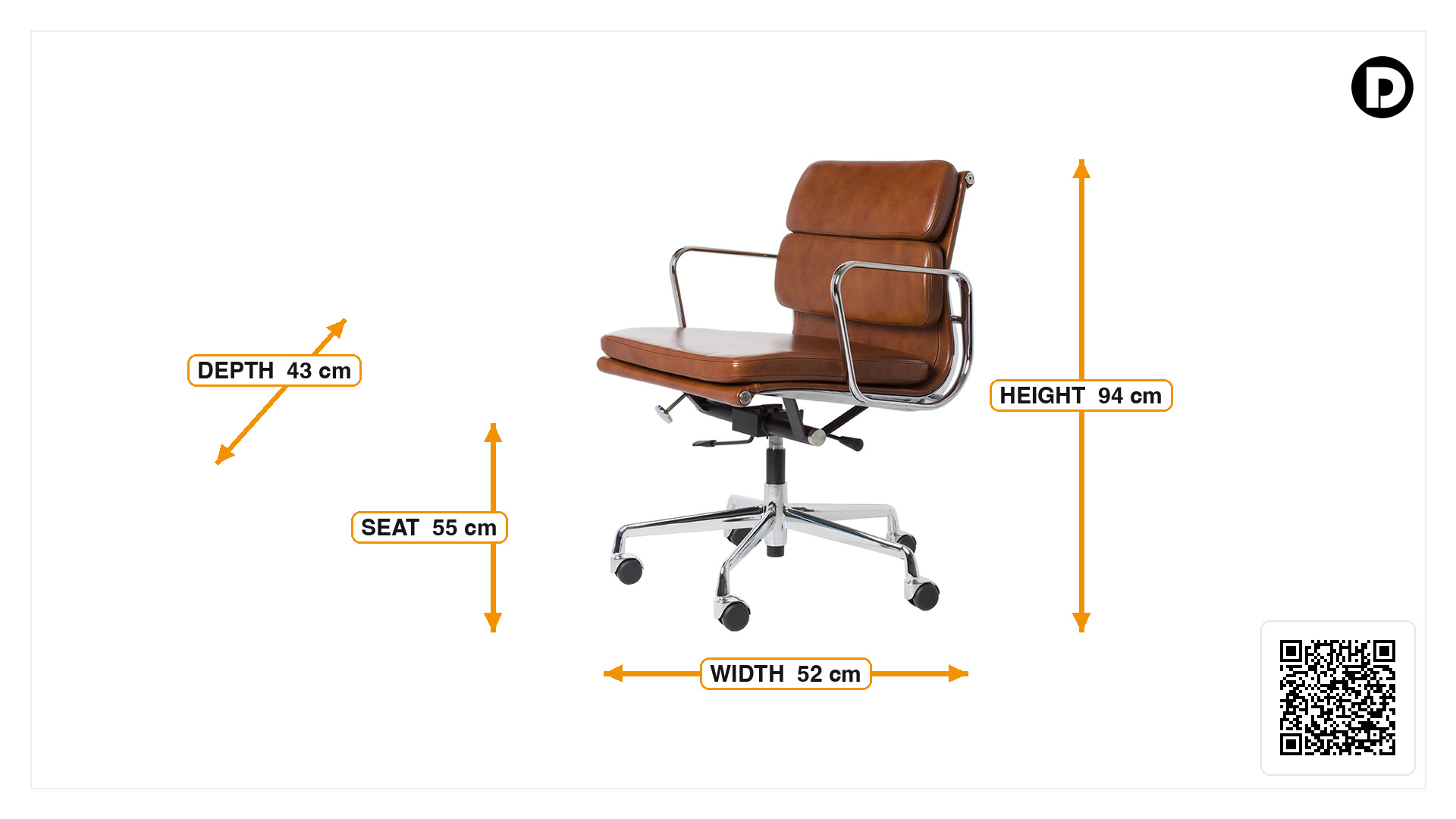 Product dimensions for Office chair EA217 Leather