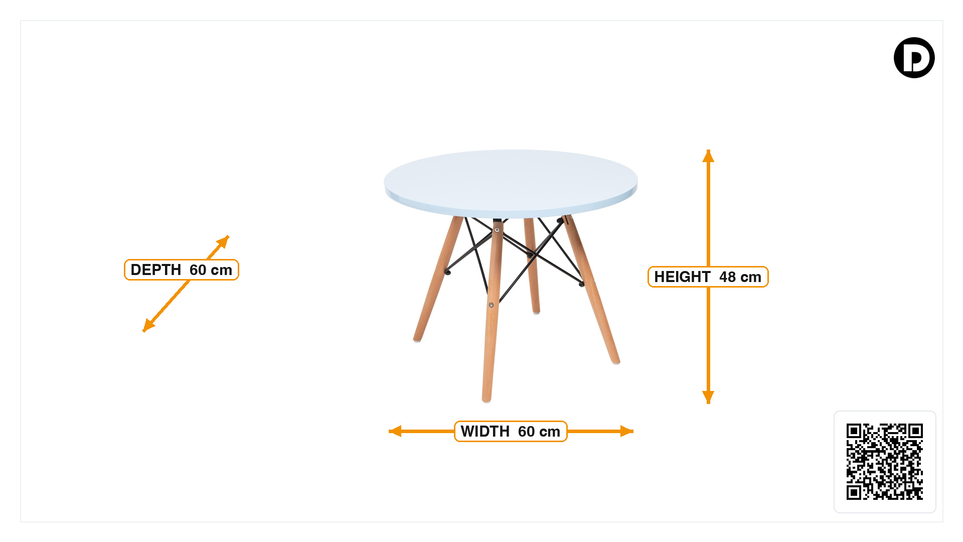 Product dimensions for Children's table CTW junior round