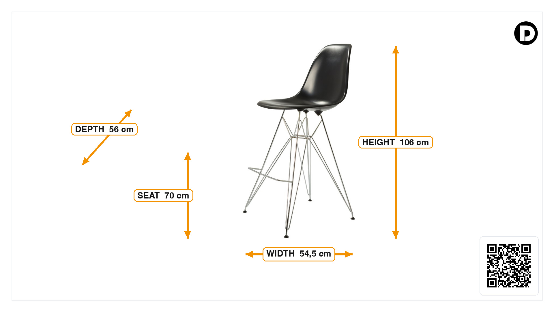Product dimensions for Barstool DSR glossy