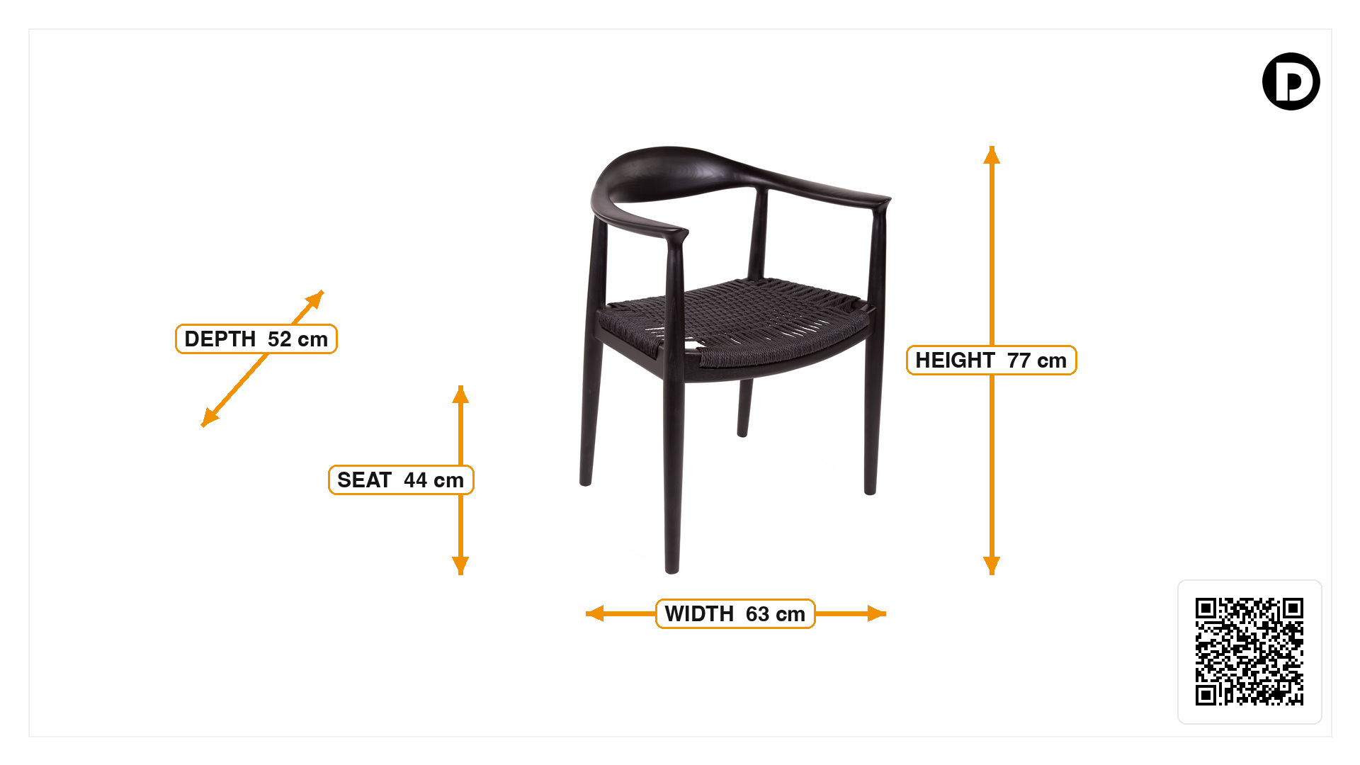 Product dimensions for Dining chair kennedy chair