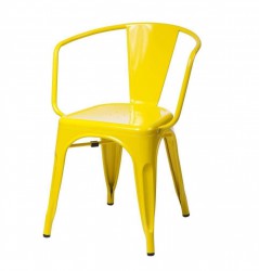 Xavier Pauchard Tolix terrace chair with armrests glossy yellow
