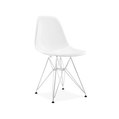 silla de comedor DSR Fibra de vidrio blanco logo