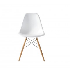 silla de comedor DSW Fibra de vidrio blanco logo
