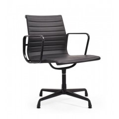 Krzesło konferencyjne EA108 Skóra czarna rama czarny logo