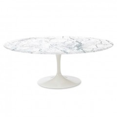 Mesa de comedor Tabla del tulipán Oval Tapa de mármol blanco de mesa blanco de la pierna logo