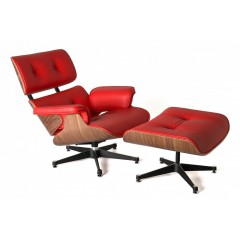 lounge chair with Hocker EA670 SPECIAL EDITION red logo