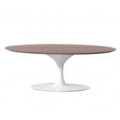 kaffee Tisch Tulip Table Oval Top Nussbaum weiß Tischbein logo