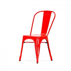 silla de terraza Tolix style Silla del patio Silla apilable rojo brillante logo