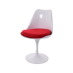 Saarinen Tulip chair white no arms cushion red