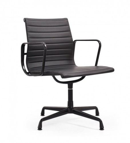 Eames EA108 meeting chair leather black frame black