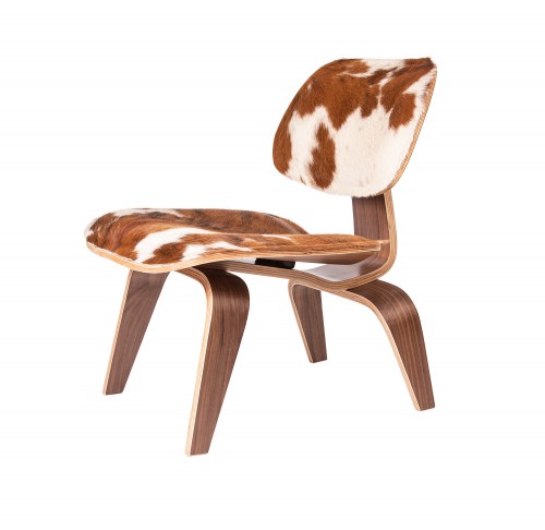 Eames lounge chair LCW brown Ponyskin walnut frame