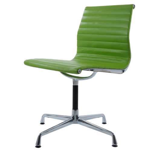 Eames conference chair EA105 on glides leather green