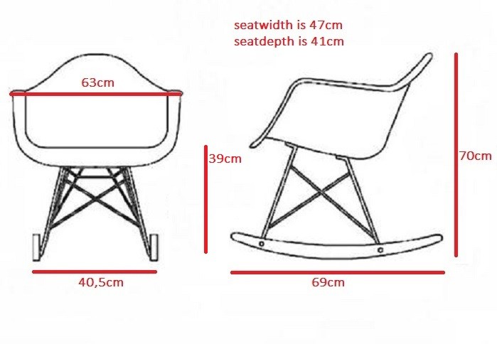Eames Dd Rar Rocking Chair Black Base, Eames Armchair Dimensions