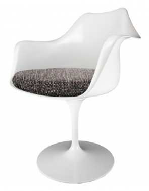 outlet tulip chair with arm and darkbrown cushion