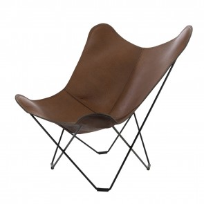 CUERO BUTTERFLY lounge chair leather dark brown