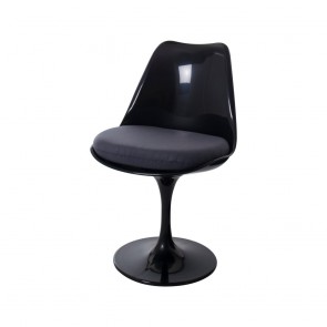 Saarinen Tulip chair black no arms cushion grey
