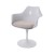 Saarinen Tulip chair white with armrests cushion beige