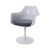Saarinen Tulip chair white with armrests cushion grey
