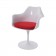 Saarinen Tulip chair white with armrests cushion red